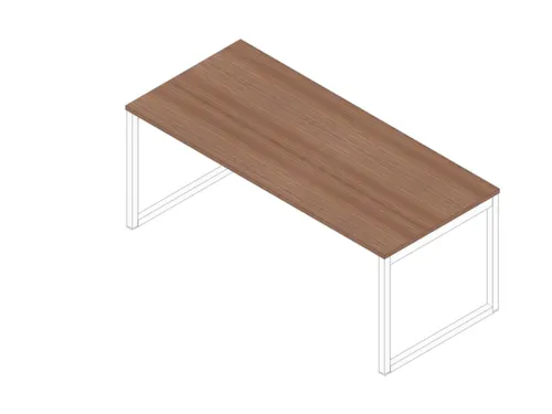 bureau,HxBxD 730x1800x800mm,blad canaletto-hout,sledeframe wit