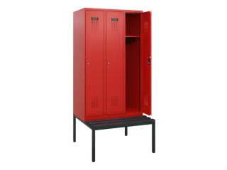 locker met bank,HxBxD 1950x900x815mm,3vak,vak B 300mm,cilinderslot - 1