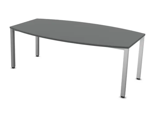vergadertafel HxBxD 74x200x120cm vatvormig MS-donkergrijs 4voeten Alu