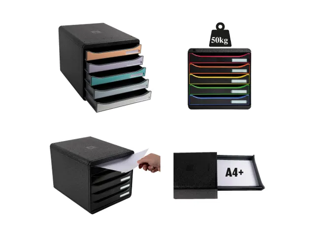 Module de classement Big Box Plus 5 tiroirs Iderama - Bleu glacé bril