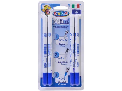 Viltstift Carioca Inkiller met wisser set à 4 stuks