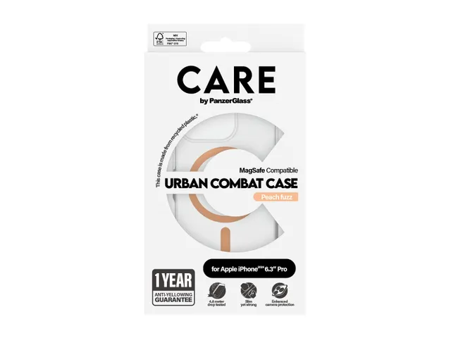 PanzerGlass CARE by Urban Combat Case Transparent w. Peachy MagS