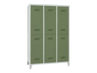 dubbeldekse locker,HxBxD 1850x1200x500mm,3x2vak.,RAL7035,front RAL6011 - 2