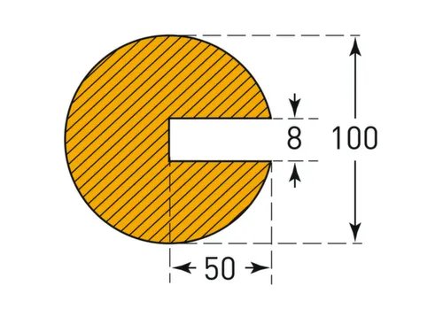 profielbescherming,cirkel,LxØ 1000x100mm,EVAC-schuim,geel/zwart