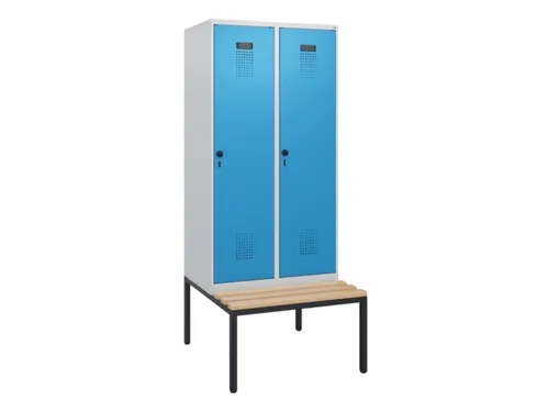 locker met bank,HxBxD 1950x800x815mm,2vak,vak B 400mm,draaigrendel