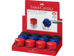 Grip dubbele puntenslijper Faber-Castell in assorti kleuren rood, blau