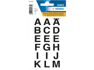 Etiket Herma 4135 20x20mm Letters A-Z Zwart op Transparant 36 stuks - 1
