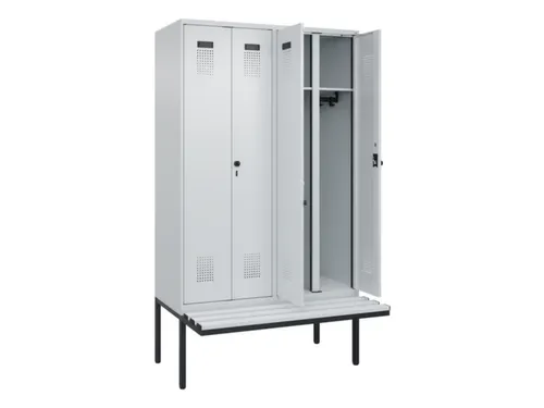 locker met bank,voor scheiding van kleding,HxBxD 2120x1200x815mm,4vak