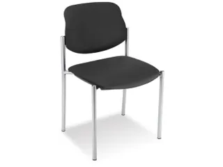 Bezoekersstoel,4Voeten Ronde Buis Aluminium-Zilver,Zitting Stof Zwart - 1
