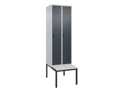 locker met bank,HxBxD 2120x600x815mm,2vak,vak B 300mm,draaigrendel