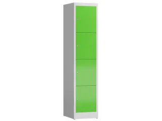 Lockerkast 1800x415x500mm 1x4 vakken cilinderslot, sokkel, RAL6018 - 1