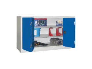 Vouwdeurkast 1000x1500x400mm 2legborden Verzinkt Ral7035 Front Ral5010 - 1
