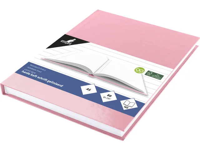 Schrift Kangaro A5 lijn hard cover pastel roze, 80 vel, 80 grams
