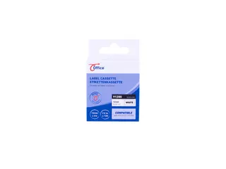 Labeltape office paper zwart wit 12mm x 4m - 1