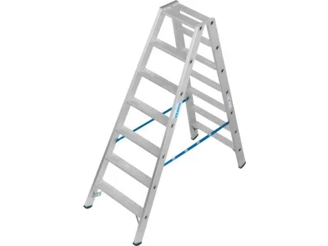 dubbele ladder,beide zijden,2x7treden m. R13-laag,treden met profiel