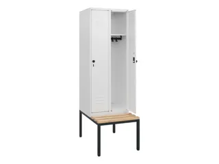 locker met bank,HxBxD 1950x600x815mm,2vak,vak B 300mm,draaigrendel - 2