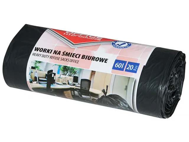Vuilniszak 59x72cm 60L LDPE zwart 20 stuks