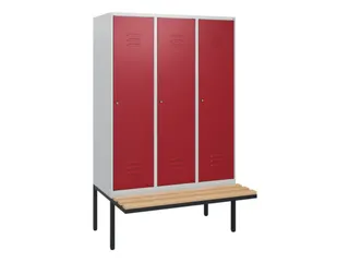 locker met bank,HxBxD 1950x1200x815mm,3vak,vak B 400mm,cil.-slot - 1