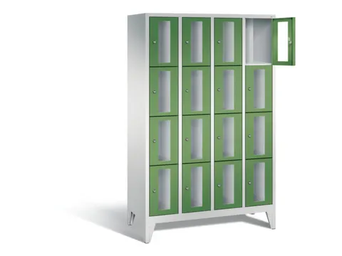 Lockerkast 1850x1190x500mm 4x4 vakken Cilinderslot Poten, RAL6011