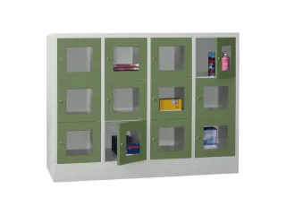 lockerkast,HxBxD 1187x1600x500mm,4x3vakken,RAL7035,front RAL6011 - 3
