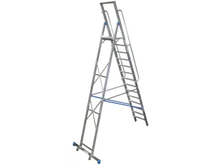verrijdbare treden-platformladder eenzijdig 14treden stand H 3 3m - 3