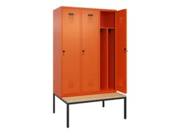 locker met bank,voor scheiding van kleding,HxBxD 2120x1200x815mm,3vak