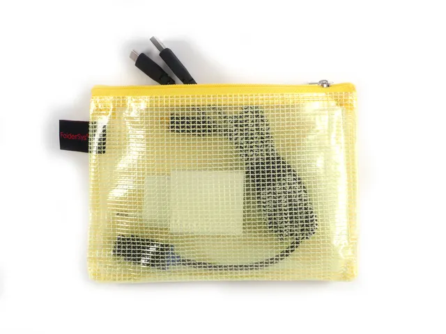 Trousse avec fermeture éclair Foldersys A6 PVC jaune transparent