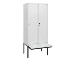 locker met bank,HxBxD 1950x800x815mm,2vak,vak B 400mm,draaigrendel - 1