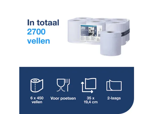 Tork 128207 M2 Wiping Plus Poetspapier Advanced 2-laags Blauw 157m