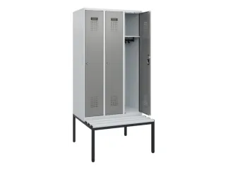 locker met bank,HxBxD 1950x900x815mm,3vak,vak B 300mm,cilinderslot - 1