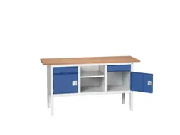werkbank,HxBxD 830-930x1750x600mm,multiplexblad,uitrusting: 2laden