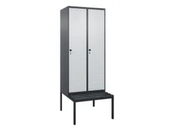 locker met bank,HxBxD 2120x800x815mm,2vak,vak B 400mm,draaigrendel