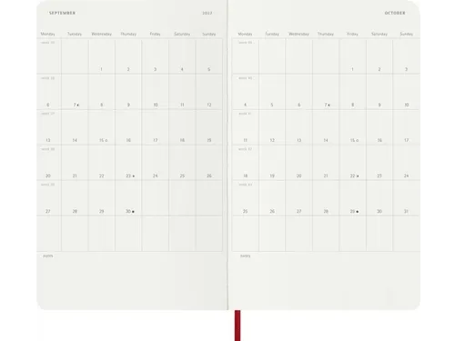 Agenda 2027 Moleskine 12M Weekly 7dag/1pagina large sc scarlet red
