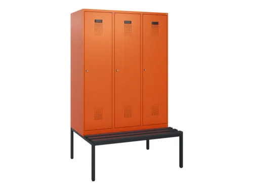 locker met bank,HxBxD 1950x1200x815mm,3vak,vak B 400mm,cilinderslot