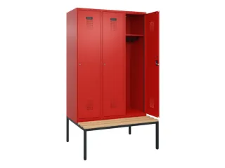 locker met bank,HxBxD 2120x1200x815mm,3vak,vak B 400mm,cilinderslot - 1