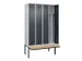 locker met bank,voor scheiding van kleding,HxBxD 2120x1200x815mm,4vak