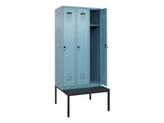 locker met bank,HxBxD 2120x900x815mm,3vak,vak B 300mm,draaigrendel