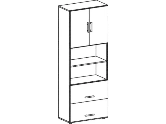 kantoor-combikast HxBxD 2160x800x420mm dubbele vleugeldeur esdoorn