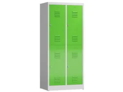 Dubbeldekse garderobekast 1800x800x500mm 2x2vak 400mm RAL7035 RAL6018
