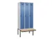 locker met bank,voor scheiding van kleding,HxBxD 2120x900x815mm,3vak