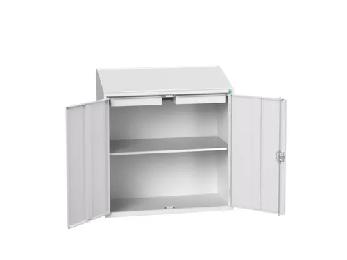 lessenaarkast 1130x1050x550mm 1 legbord en 2 laden RAL7035