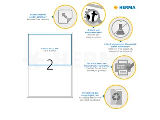 HERMA 10314 Verwijderbare etiketten A4 199,6x143,5mm Wit 200 stuks - 3