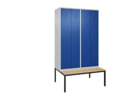 PBM-locker met bank,HxBxD 2120x1200x815mm,4vak,vak B 300mm,cil.-slot