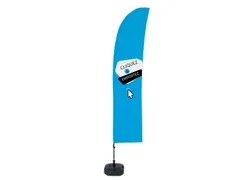 Beachflag 430cm complete set "Cliquez & Emportez" Blauw