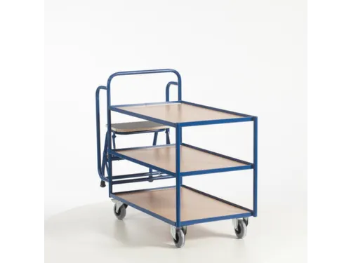 Orderverzamelwagen 990x590mm Totale H 1135mm 3 Etages Hout Ral5010