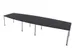 vergadertafel HxBxD 74x400x140cm vatvormig CC-zwart Alu 4voeten