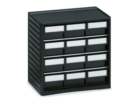 ESD-assortimentskast,HxBxD 290x310x180mm,12lade(n),laden zwart
