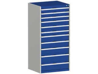 ladekast HxBxD 1600x800x650mm 11laden RAL7035 front RAL5010 - 1