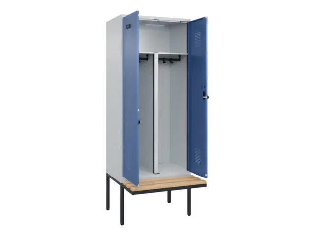 PBM-locker met bank,HxBxD 2120x800x815mm,2vak,vak B 400mm,draaigrendel