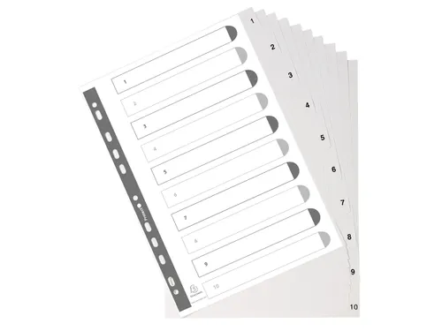 Tab.gerecycled PP A4 bedrukt 1-10 grijs